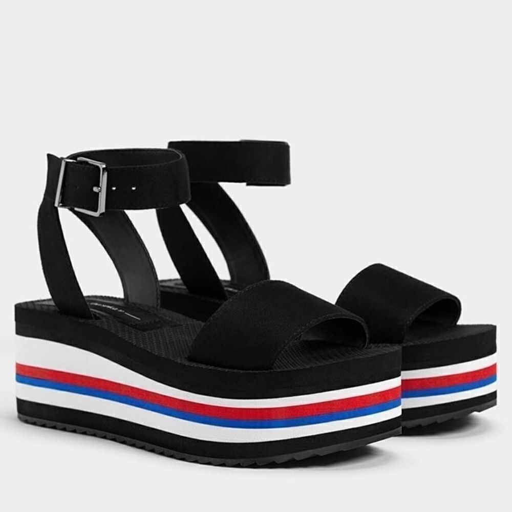 Bershka Black Sporty Platform Sandals